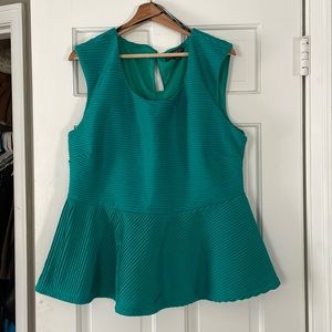Emerald Green smocked peplum top 2x